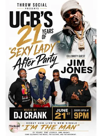 Jim Jones at UCB's 21 years after party flyer