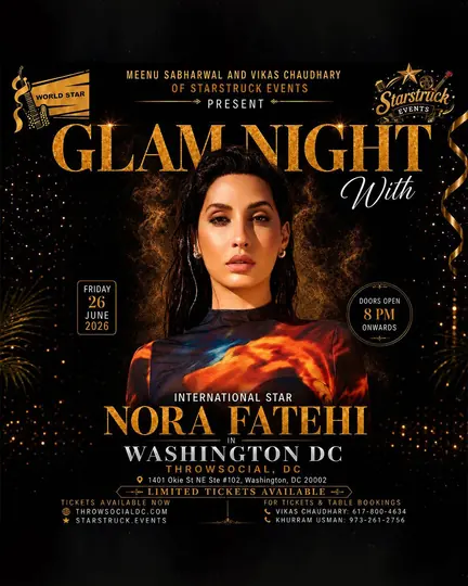 Glam Night with Nora Fatehi flyer