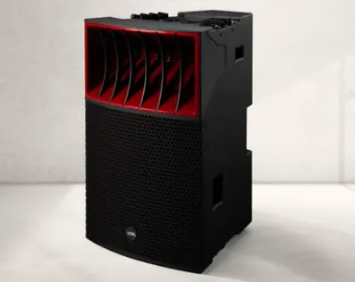 Void Arclite cabinet with its red horn, standing