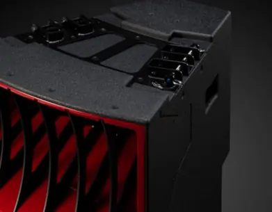 Void Arclite loudspeaker with red fins
